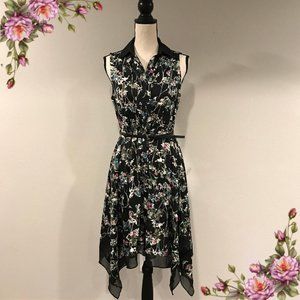 Asymmetric  floral dress with belt. MAKE AN OFFER;)